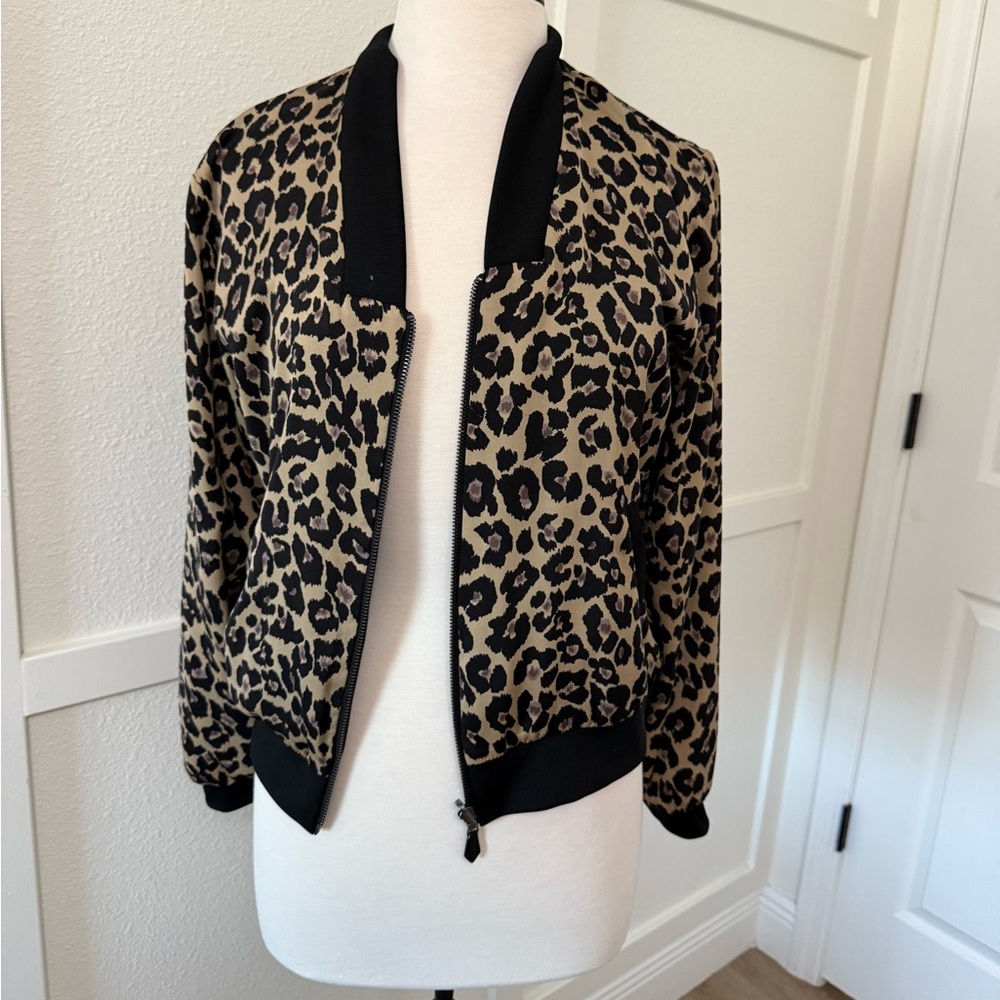 Stella & Dot reversible leopard bomber jacket.